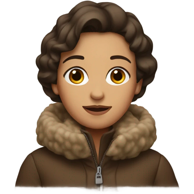 Brunette with a puff brown  winter coat  emoji
