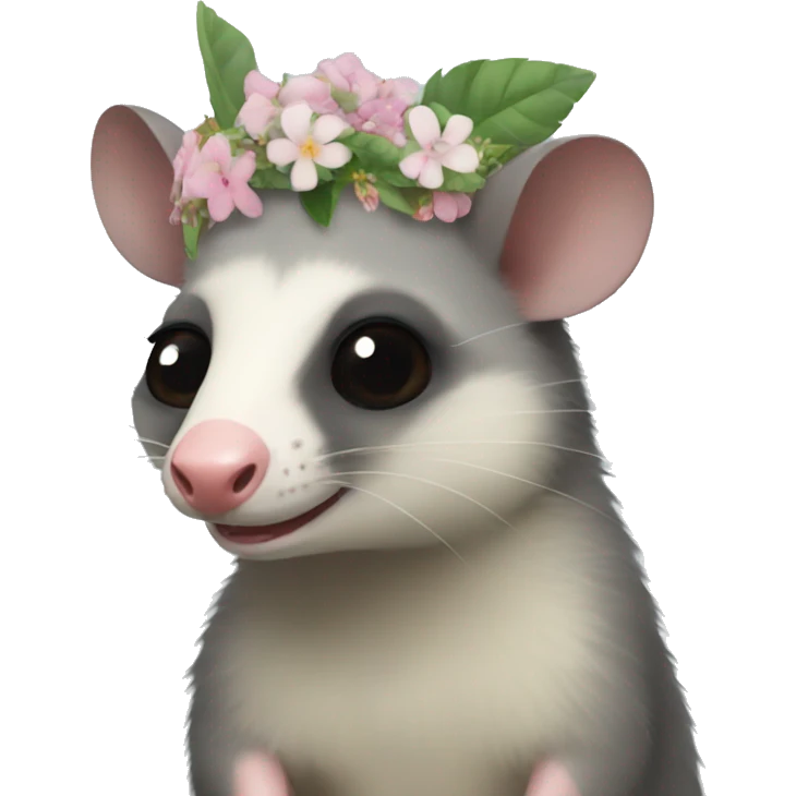 Possum with flower crown emoji