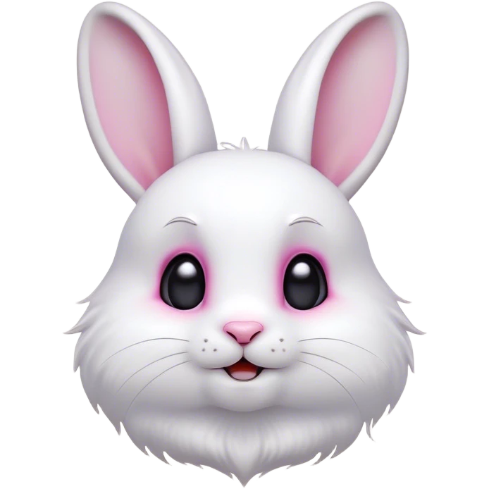 Cinematic Comical White Rabbit Portrait Emoji, Head tilted dramatically with an exaggeratedly amused expression, featuring a pristine white fur with perky, expressive ears and wide, playful dark eyes filled with disbelief, Simplified yet hilariously expressive features, highly detailed, glowing with a slightly sassy glow, high shine, dramatic yet playful, stylized with an air of cheeky mischief, bright and endearing, soft glowing outline, capturing the essence of a spirited and over-the-top bunny, so meme-worthy it feels like it could side-eye its way into internet fame instantly! emoji