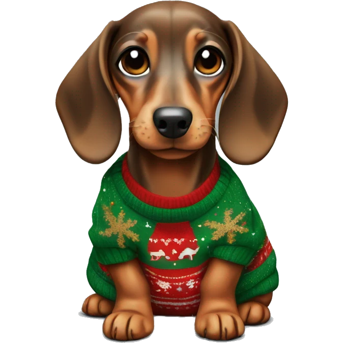 Dachshund puppy with a Christmas pullover  emoji