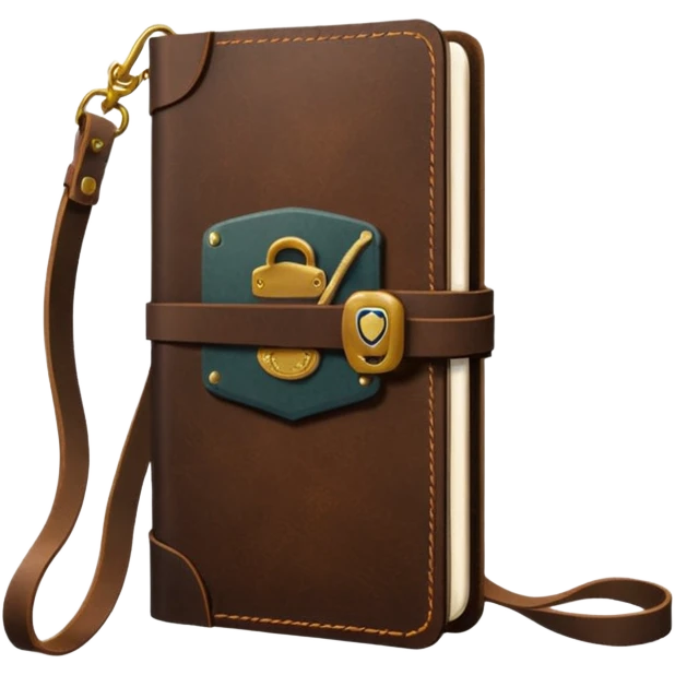 dark brown leather travelers journal emoji