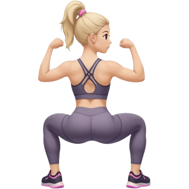 girl working out glutes shirt on but showing from behind but she's squatting and full body zoomed out also more coverage please  emoji