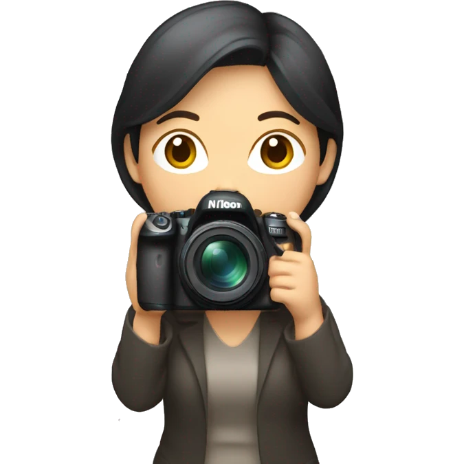 asian woman holding a nikkon camera emoji