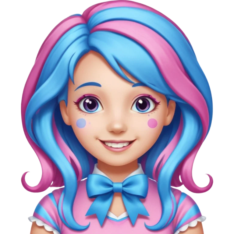 candy girl from candyland very long blue-pink mixed candy hair with ribbon and no tattooes emoji