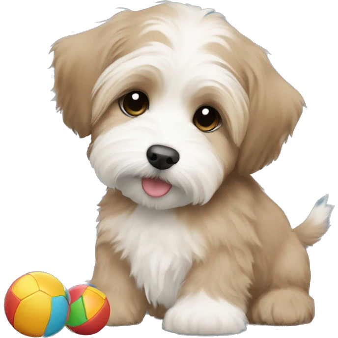 Light Brown Short Hair havanese puppy playing with toys  emoji