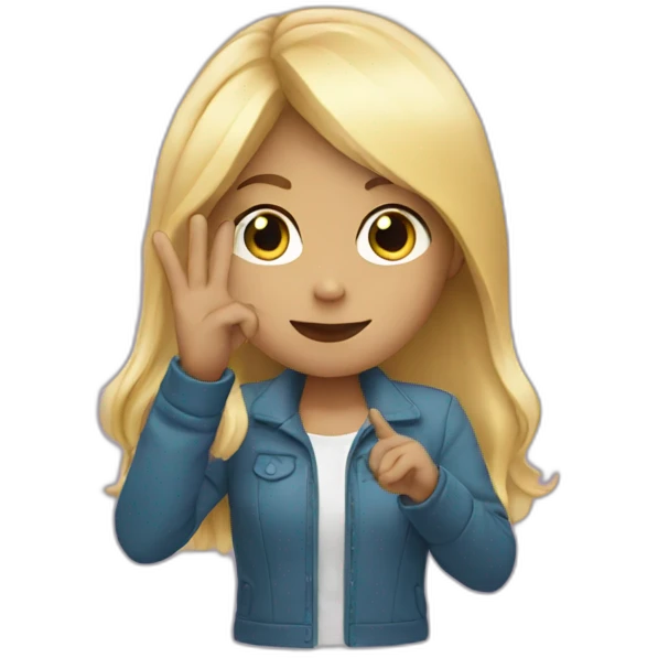 girl with blonde hair showing THREE fingers salute emoji