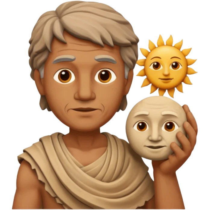 Ancient  man  with clay sculpture emoji