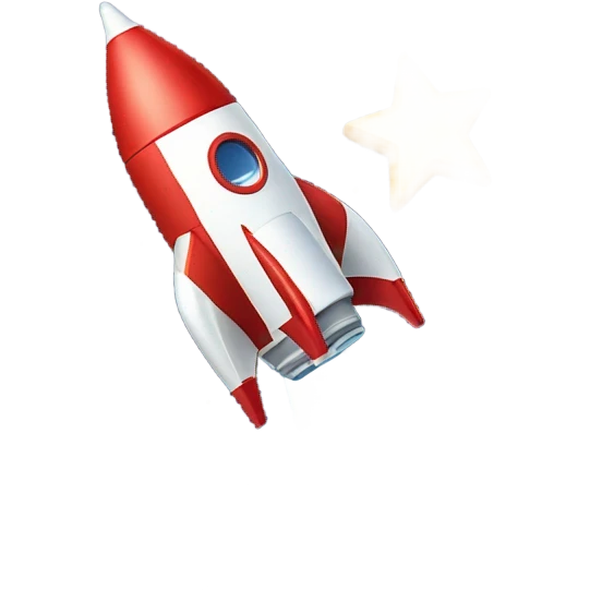 rocket flies to the star emoji