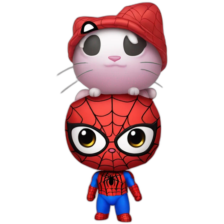 Hello kitty with a spider man cap (very cute) emoji