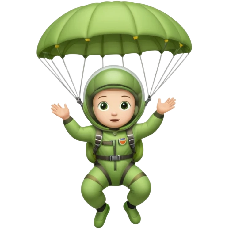 Skydiving baby with parachute and UFO green emoji