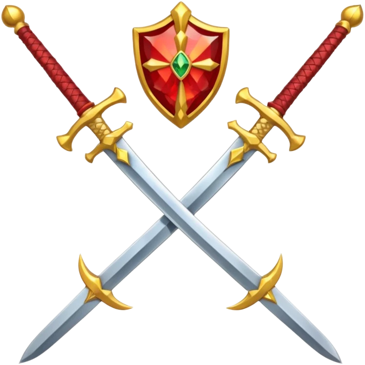 Fully yellow royal two swords crossed fiery with red gems emoji