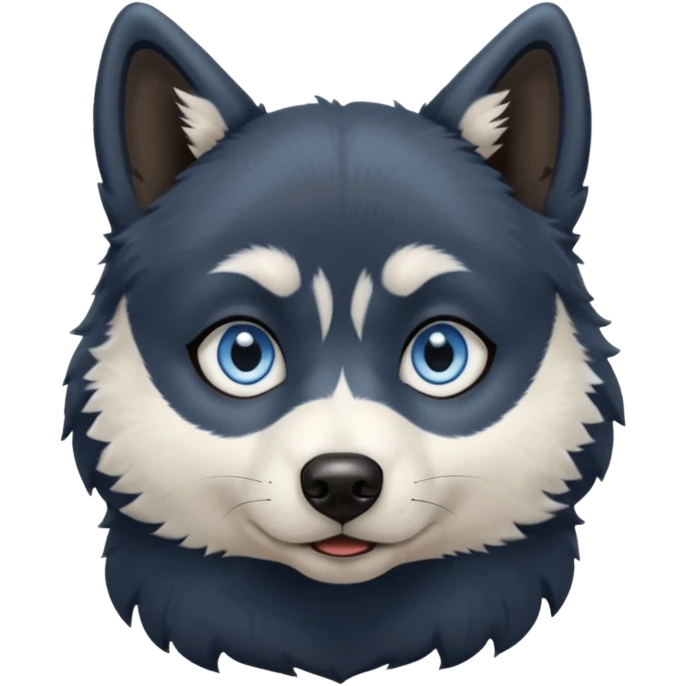 Dark black Husky with blue eyes with a confused look on his face emoji