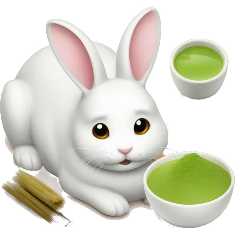 Rabbit with matcha emoji