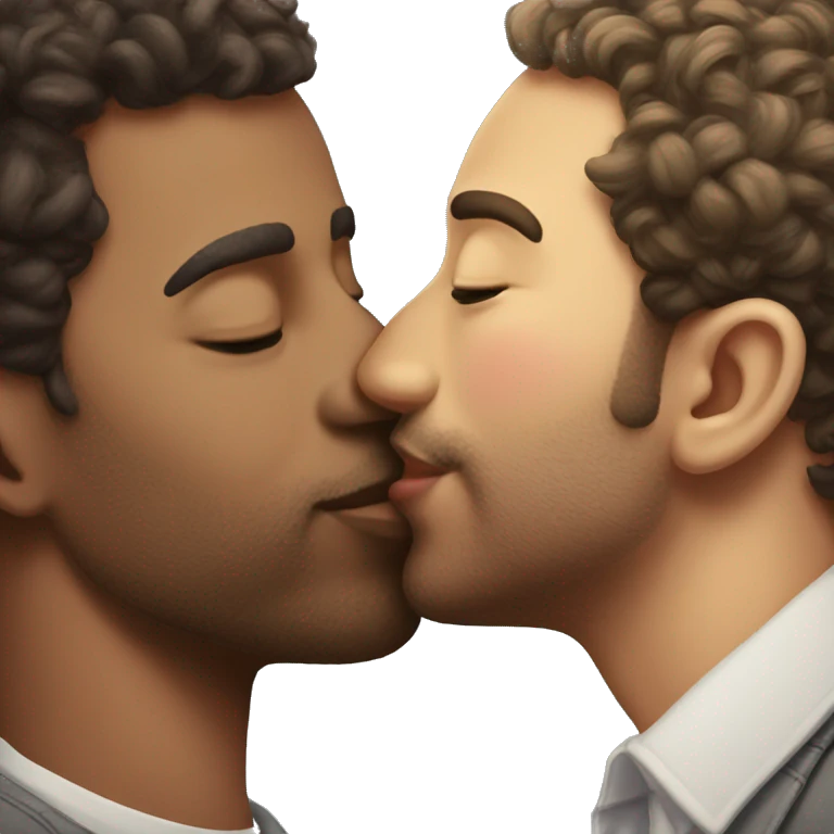 Gay man kissing another man saying i am george emoji