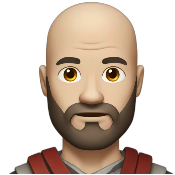 man with little hair and receding hairline and beard like kratos emoji
