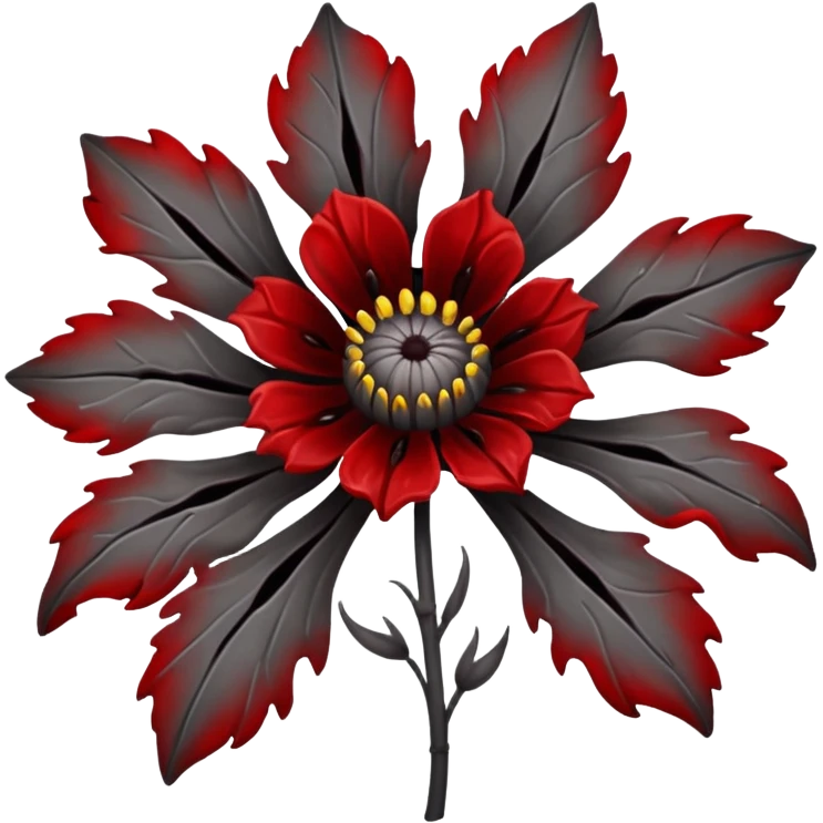 Grey creepy flower with red and blood on inside emoji