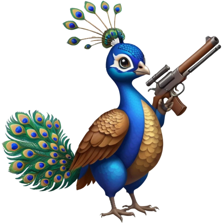 peacock with a squirrel gun emoji