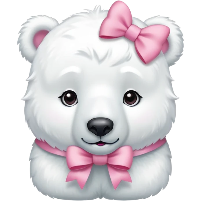 White polar bear with bows on ears emoji
