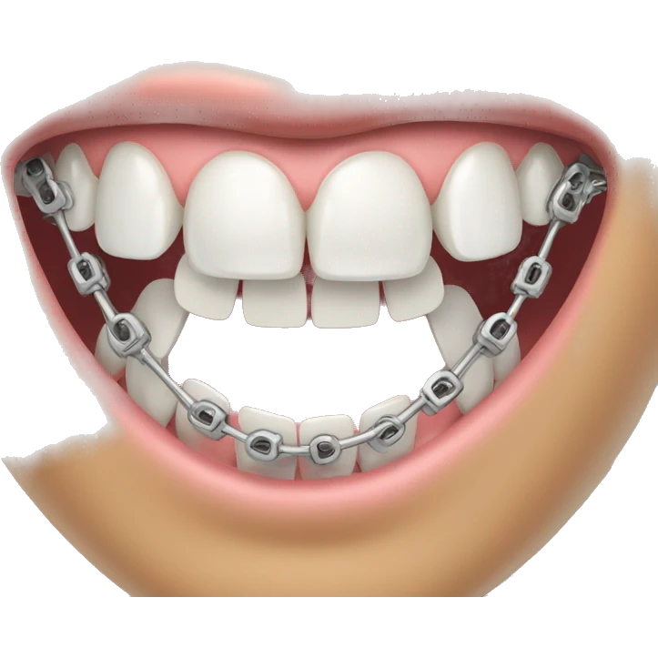 metal braces ontop of white teeth smiling emoji