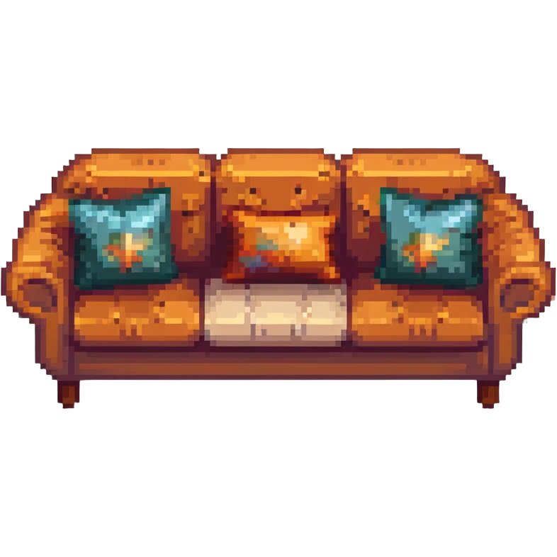 cozy sofa with soft cushions in warm colors emoji