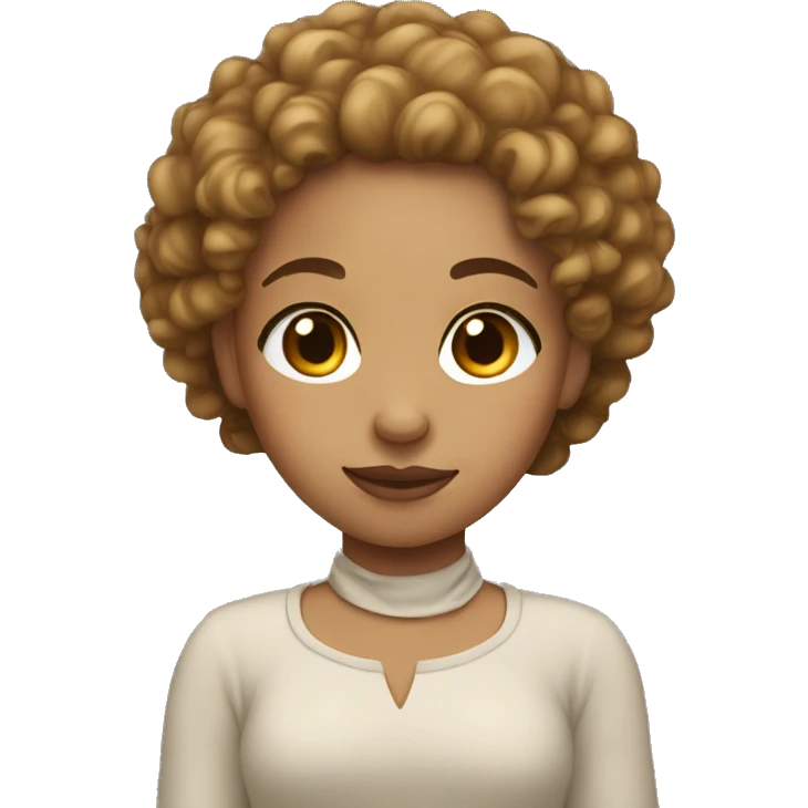 light skin girl with curly hair up to her shoulders emoji