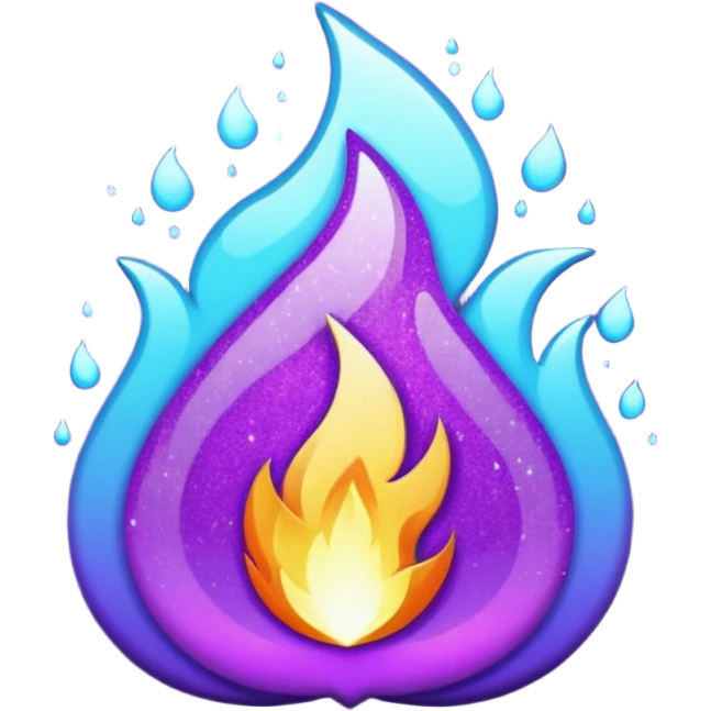 glitter purple and cian flame emoji