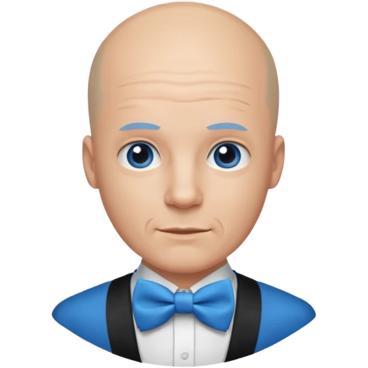 Bald with blue bow tie, Face change emoji