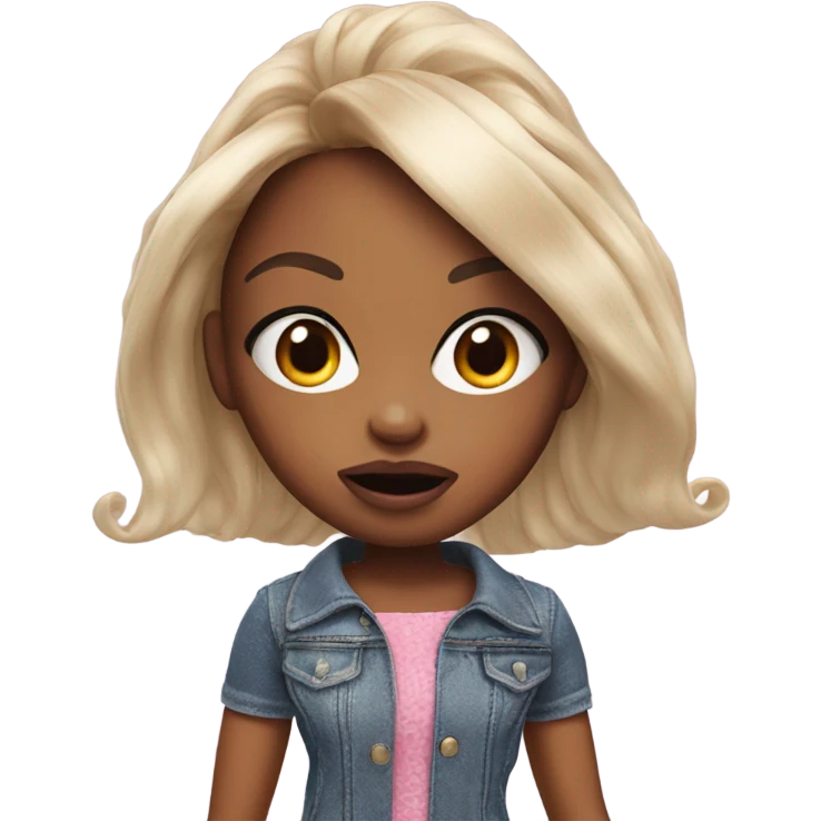 Hyper realistic bratz doll covering mouth emoji