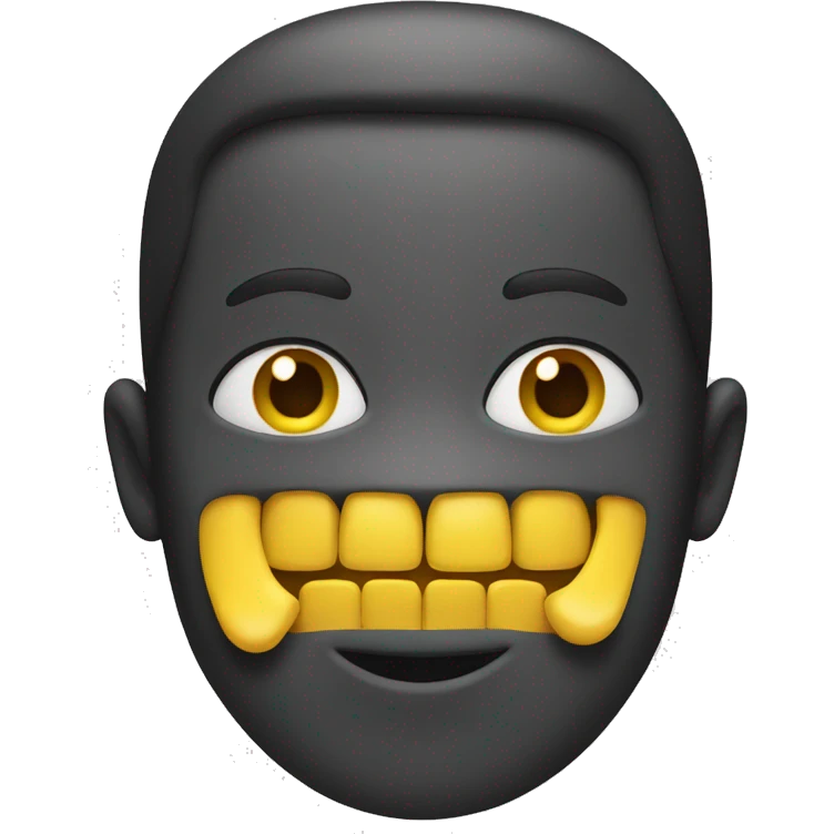 Smile emoji with a yellow bone in its mouth emoji