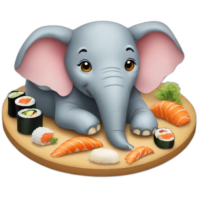 Elephant eating sushi emoji