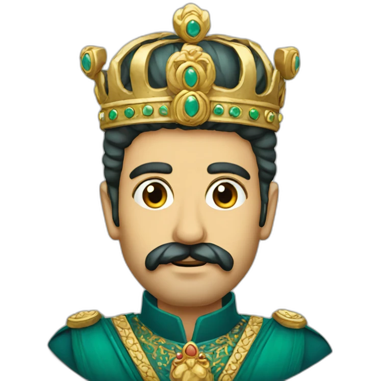Iranian king traditional, with a big mustache emoji