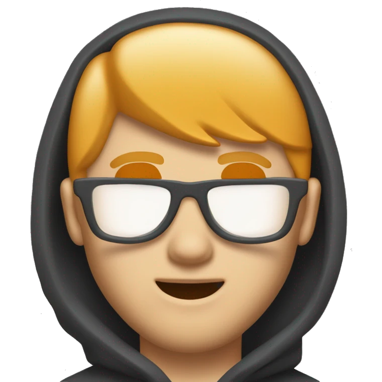 Homme Adulte blond foncé avec les cheveux a l'ancienne coupe de Justin Bieber avec un sweat à capuche noi avec petit logo orange emoji