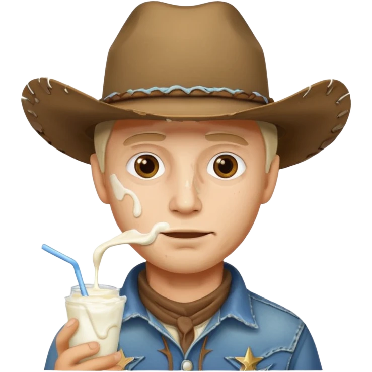Cowboy with yogurt on face emoji