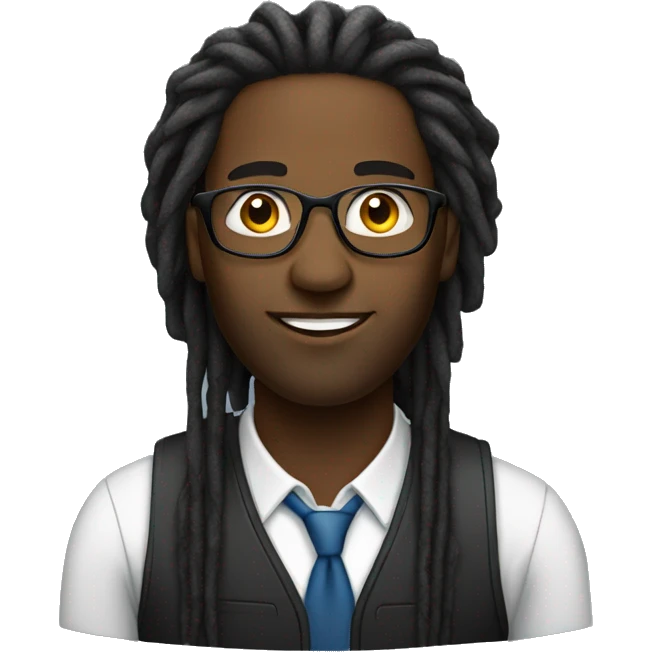 Black male IT proffessional with glasses with dreadlocks emoji