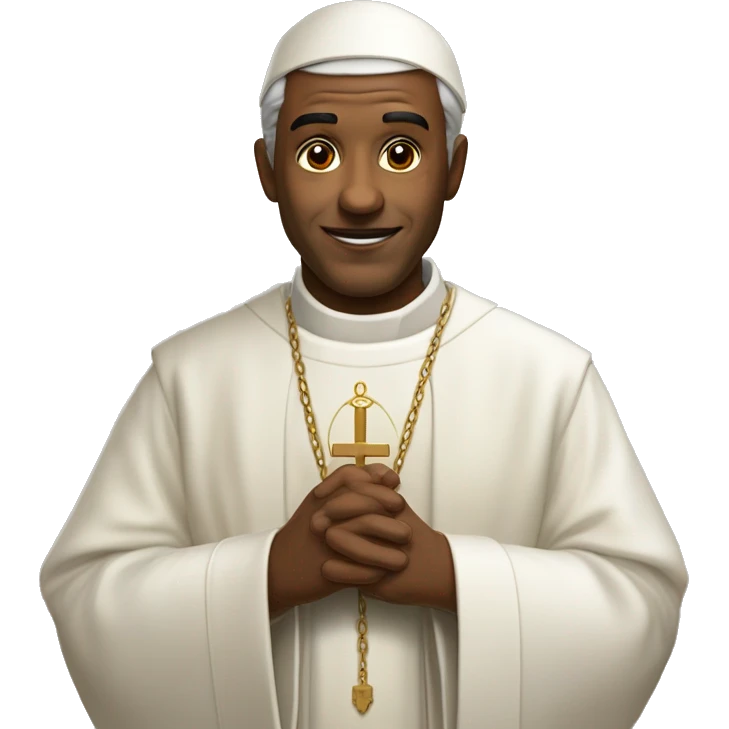 Un sacerdote de piel marrón, y que tenga espejuelos y que esté orando emoji