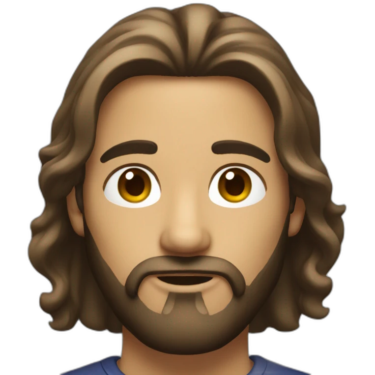 light brown guy with dark beard and long hair attached emoji