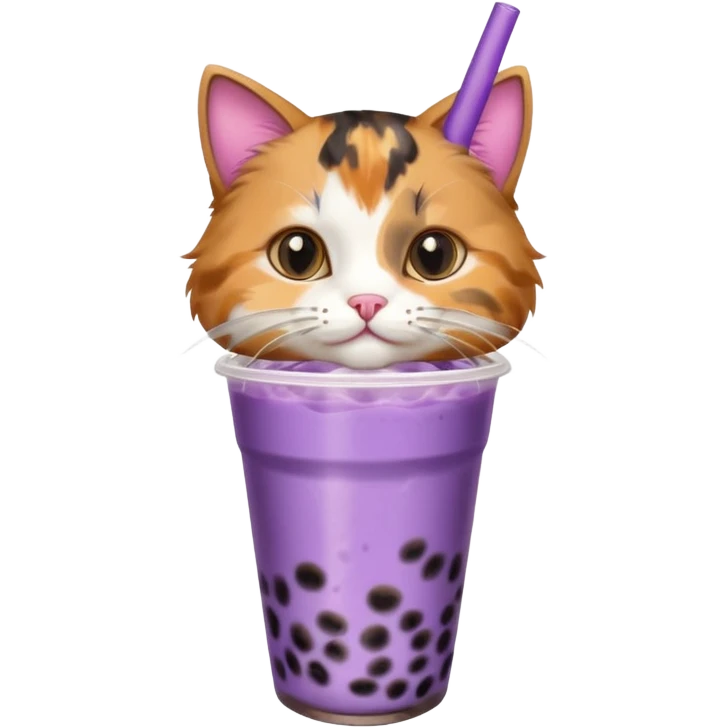 a cat with a purple bubble tea emoji