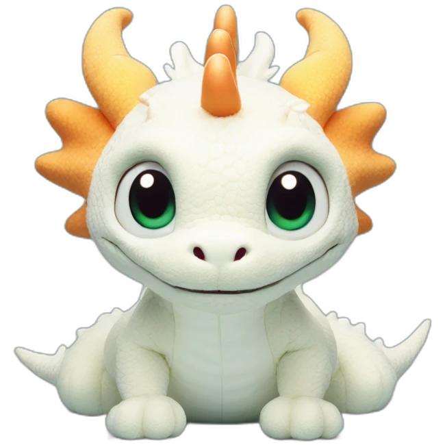 dumb white peluche dragon jellycat with small eyes emoji