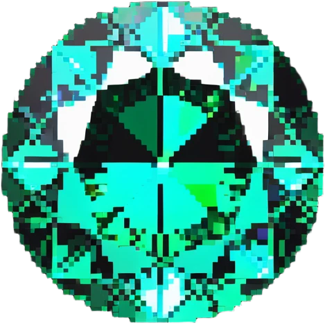 round cut emerald gemstone with vibrant green color and holographic sparkle effect emoji