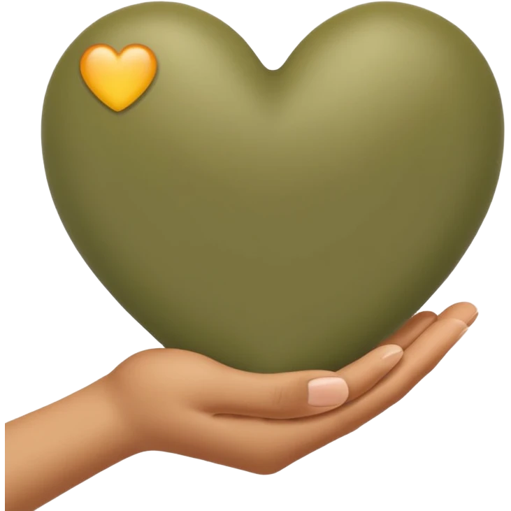 Pale olive heart in the hand emoji