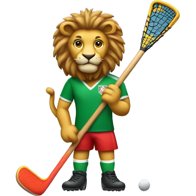 sharp images of  lion holding a field hockey stick emoji