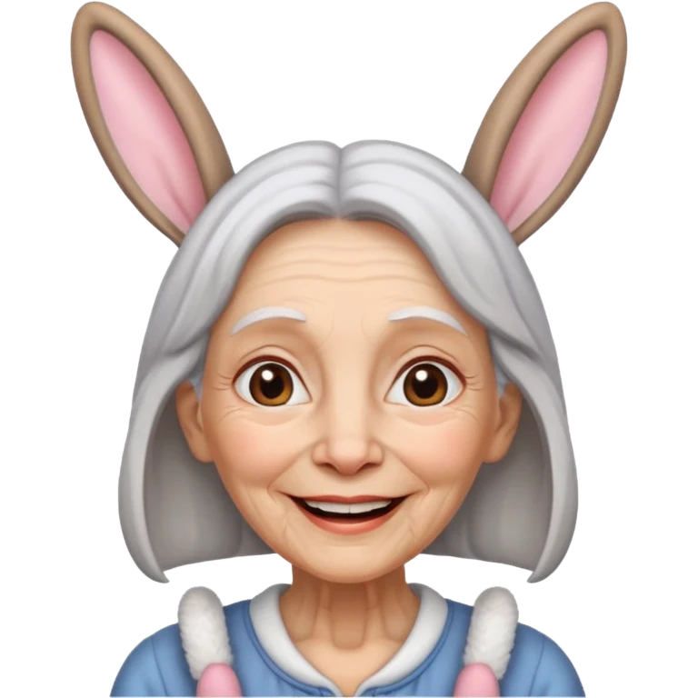 old woman with bunny ears emoji