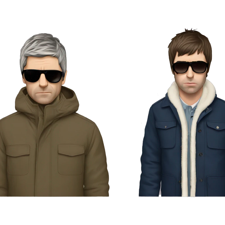 liam and noel gallagher in parkas with sunglasses emoji