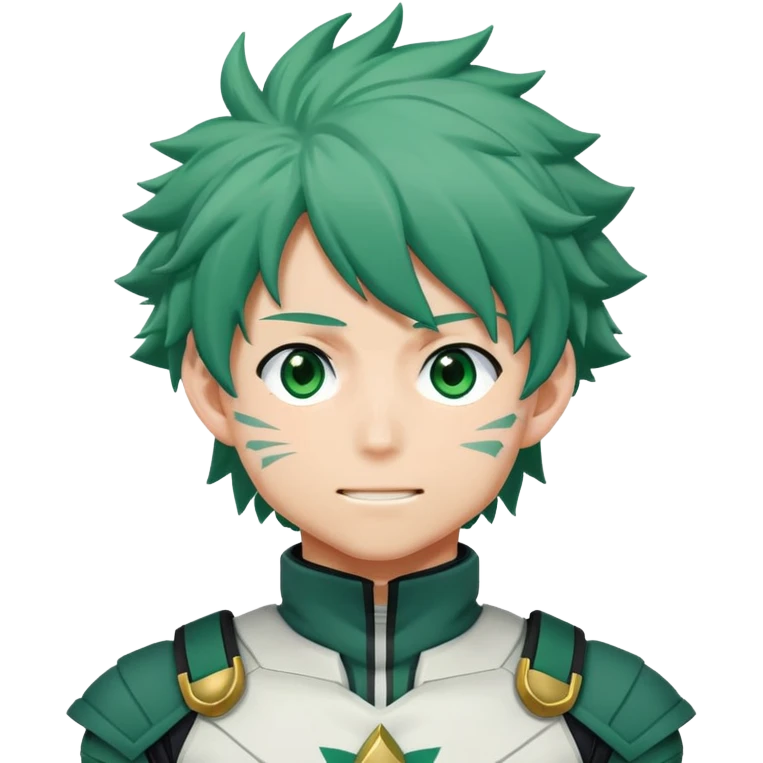 Izuku Midoriya (Deku) from My Hero Academia with green hair and hero costume emoji