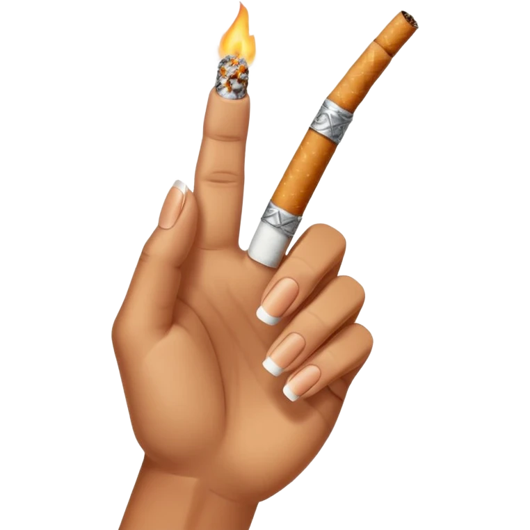 A hand holding a cigarette  emoji