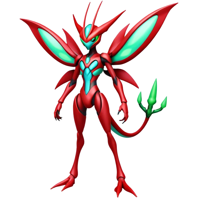  Cool Edgy Shiny Futuristic Ethereal Legendary Scizor-Deoxys-Digimon-Schyther-Flygon-hybrid full body emoji