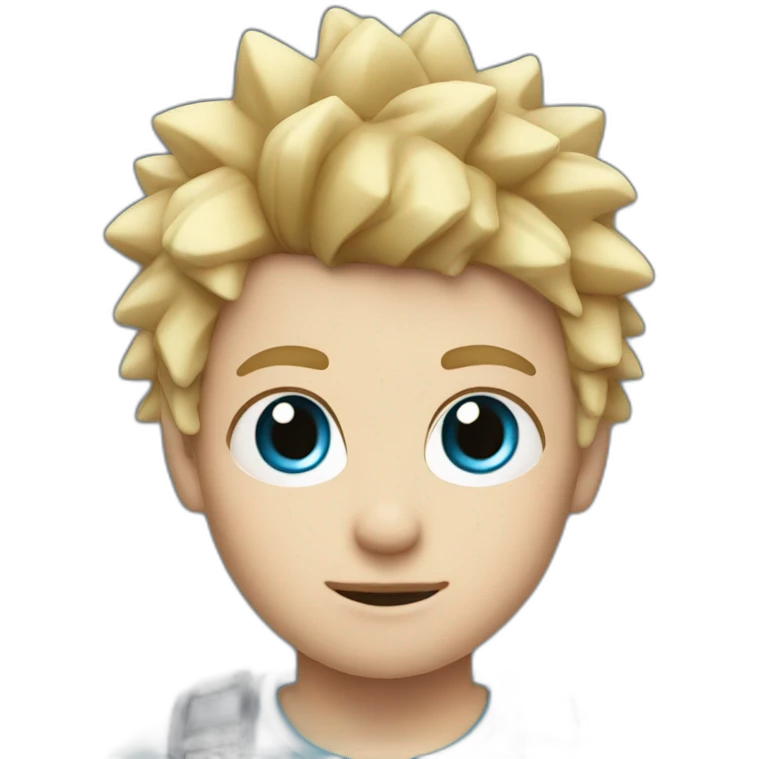 boy with blond, spiked hairs, blue eyes in memoji style, just the face emoji