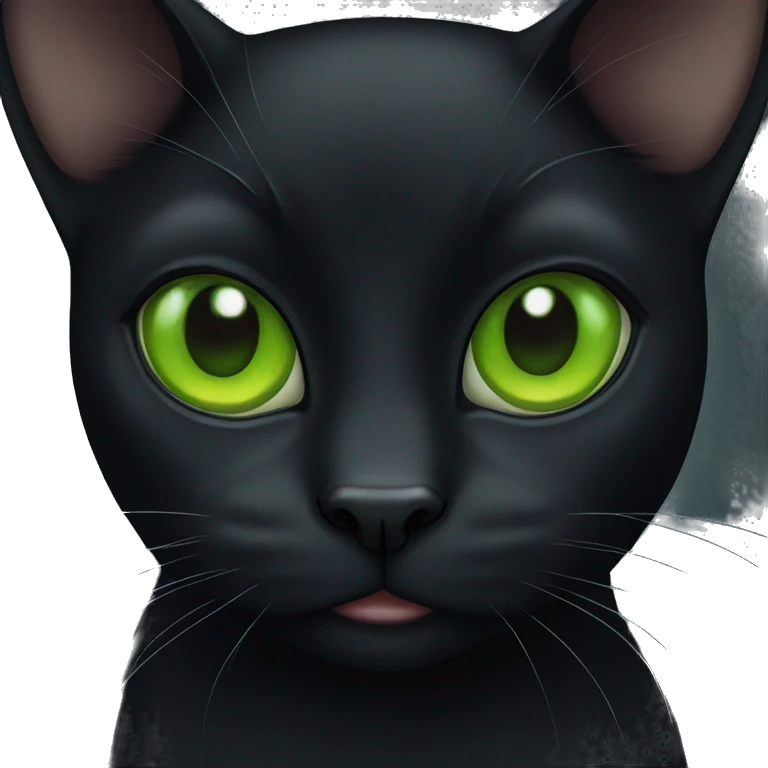 Black cat with green eyes  emoji