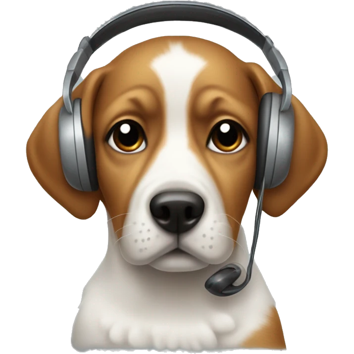 Hond met een koptelefoon op emoji