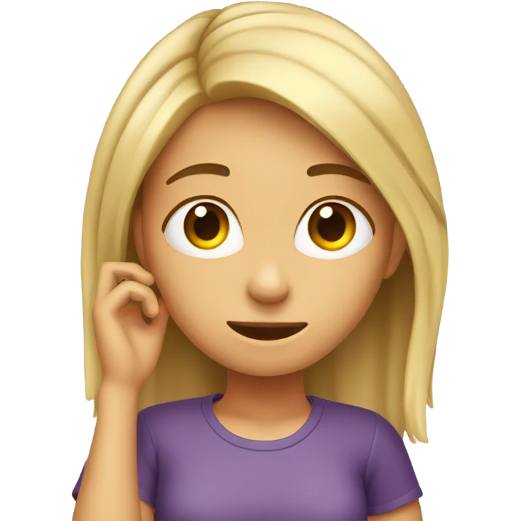 Girl pulling hair behind her ear emoji